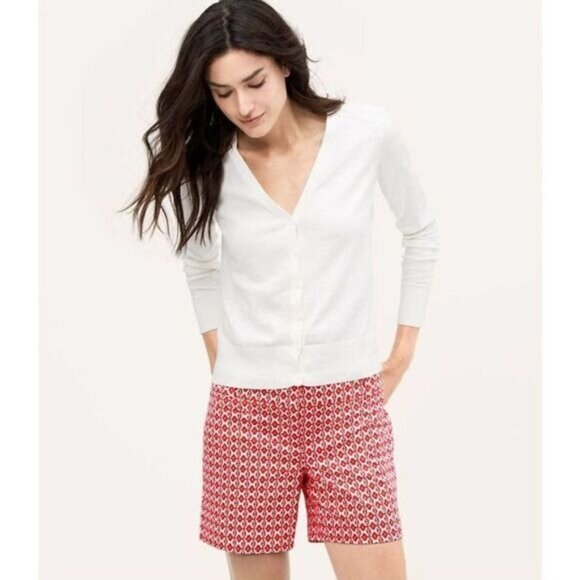 LOFT‎ Textured Shorts Diamond Jacquard Women’s Size 4 - Picture 1 of 8